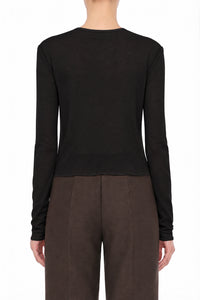 Top Minimaliste Transparent à Manches Longues - Black