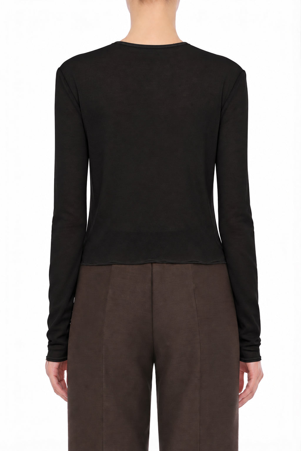 Top Minimaliste Transparent à Manches Longues - Black