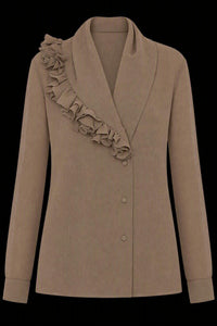Blouse Transparente à Volants - Beige