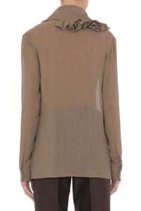 Blouse Transparente à Volants - Beige