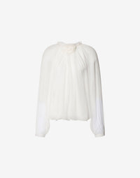 Blouse à manches longues en mousseline de soie - White
