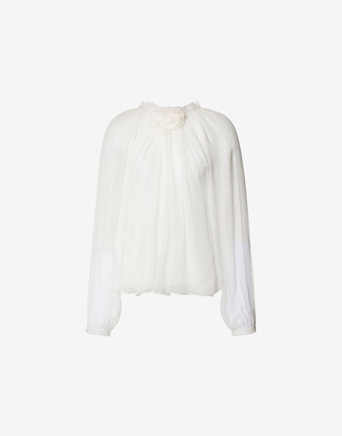 Blouse à manches longues en mousseline de soie - White