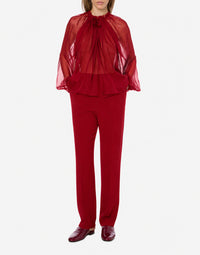 Blouse à manches longues en mousseline de soie - Red