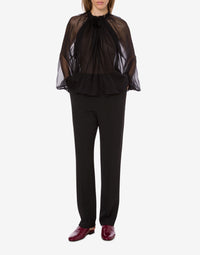 Blouse à manches longues en mousseline de soie - Black
