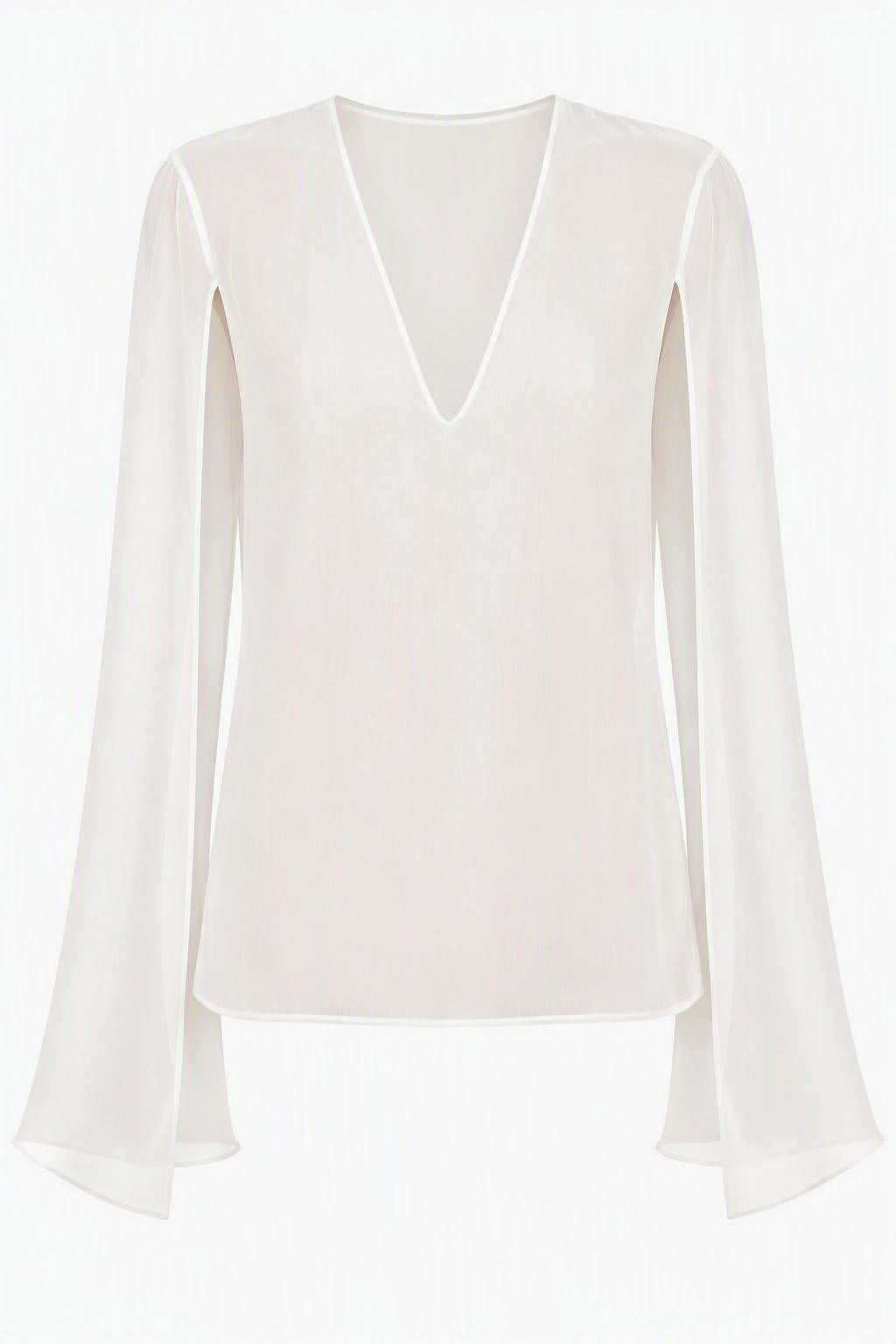 Top Transparent à Manches Cape - White