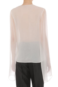 Top Transparent à Manches Cape - White