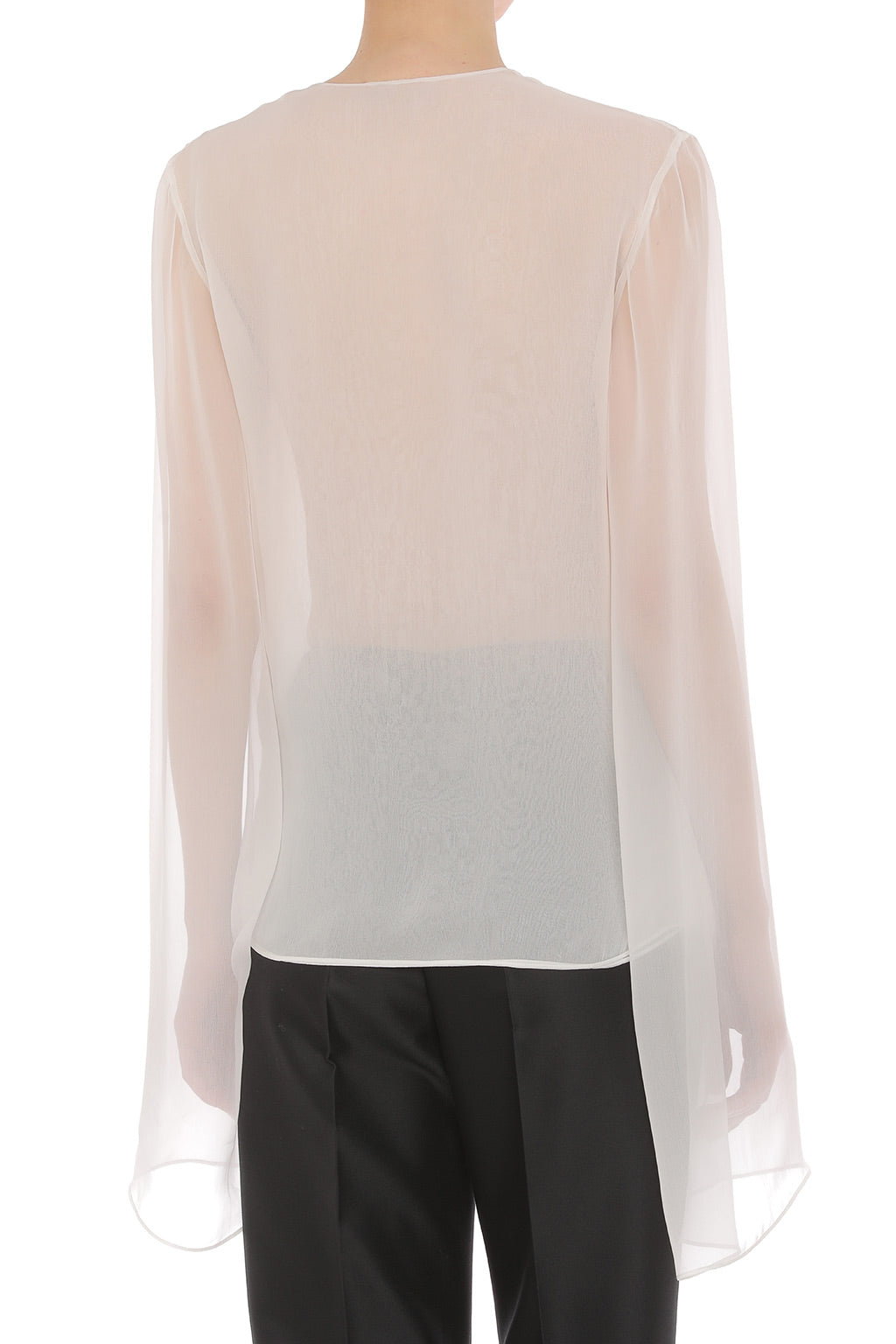 Top Transparent à Manches Cape - White