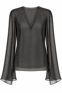Top Transparent à Manches Cape - Black