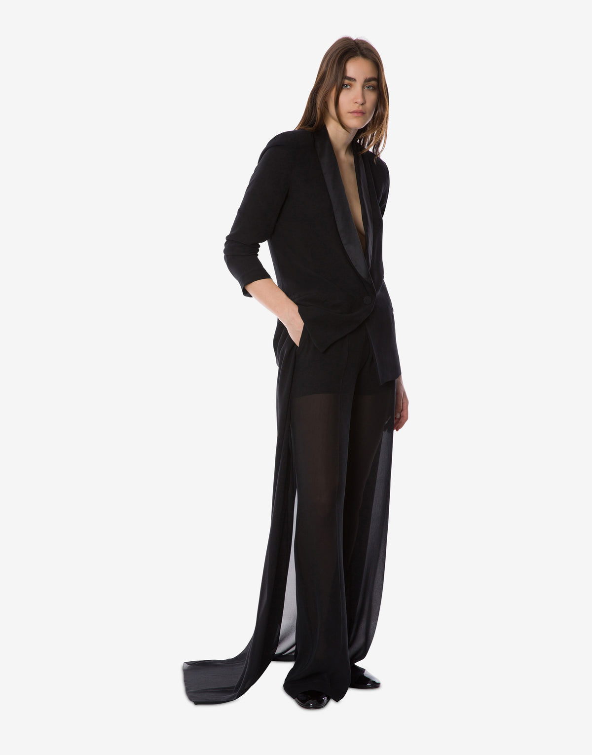 Pantalon en mousseline de georgette - Black