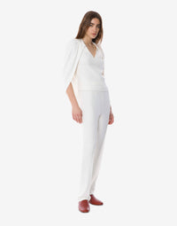 Pantalon de tailleur en cady extensible - White