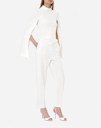 Pantalon de tailleur en cady extensible - White