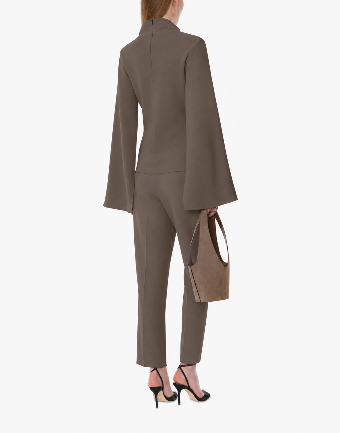 Pantalon de tailleur en cady extensible - Brown