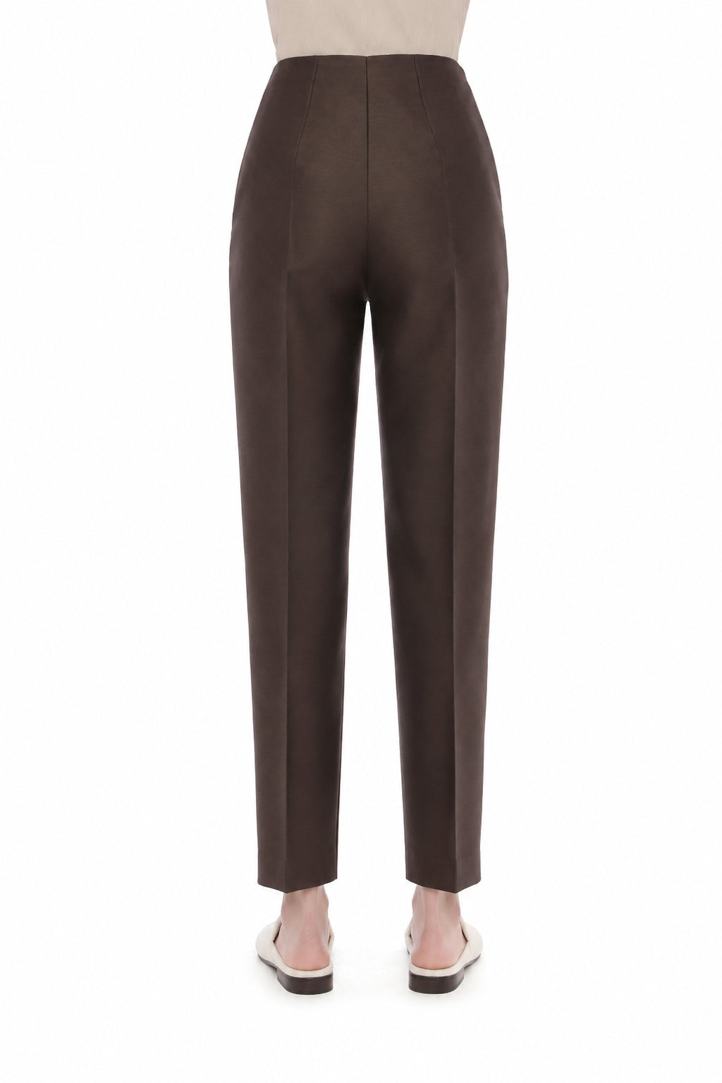 Pantalon de costume en laine et soie - Brown