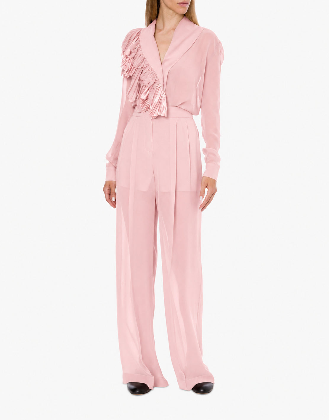 Pantalon large en georgette - Pink