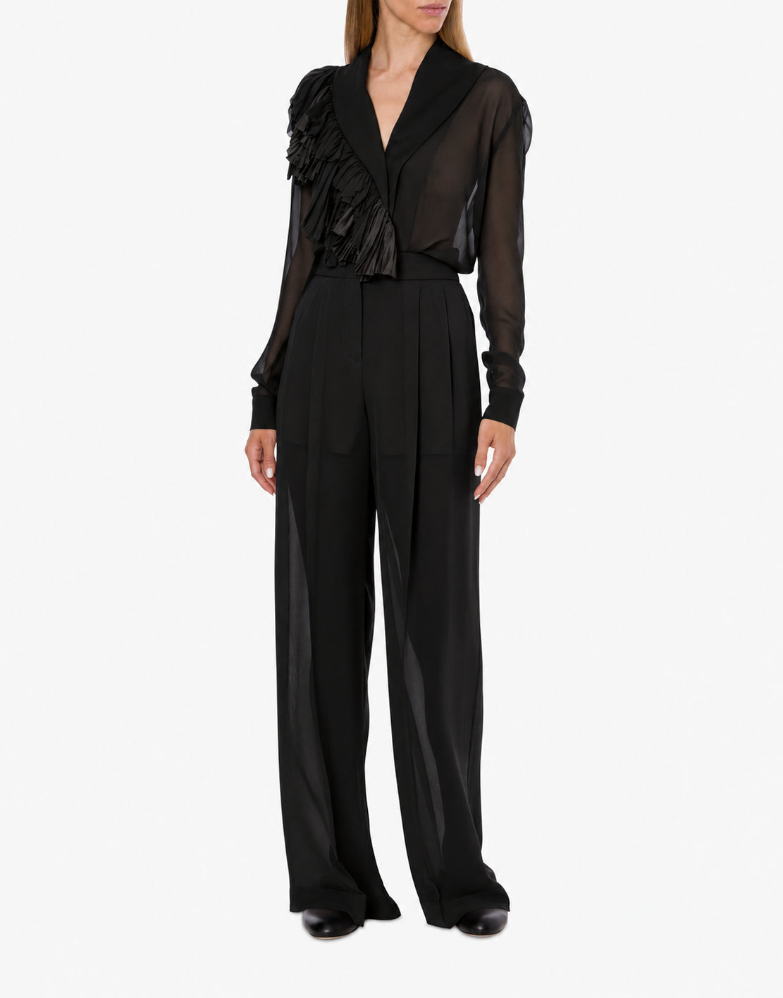 Pantalon large en georgette - Black