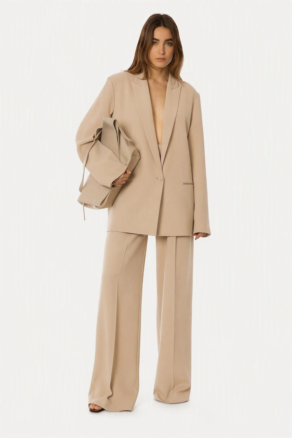 Pantalon en cady stretch fluide - Beige