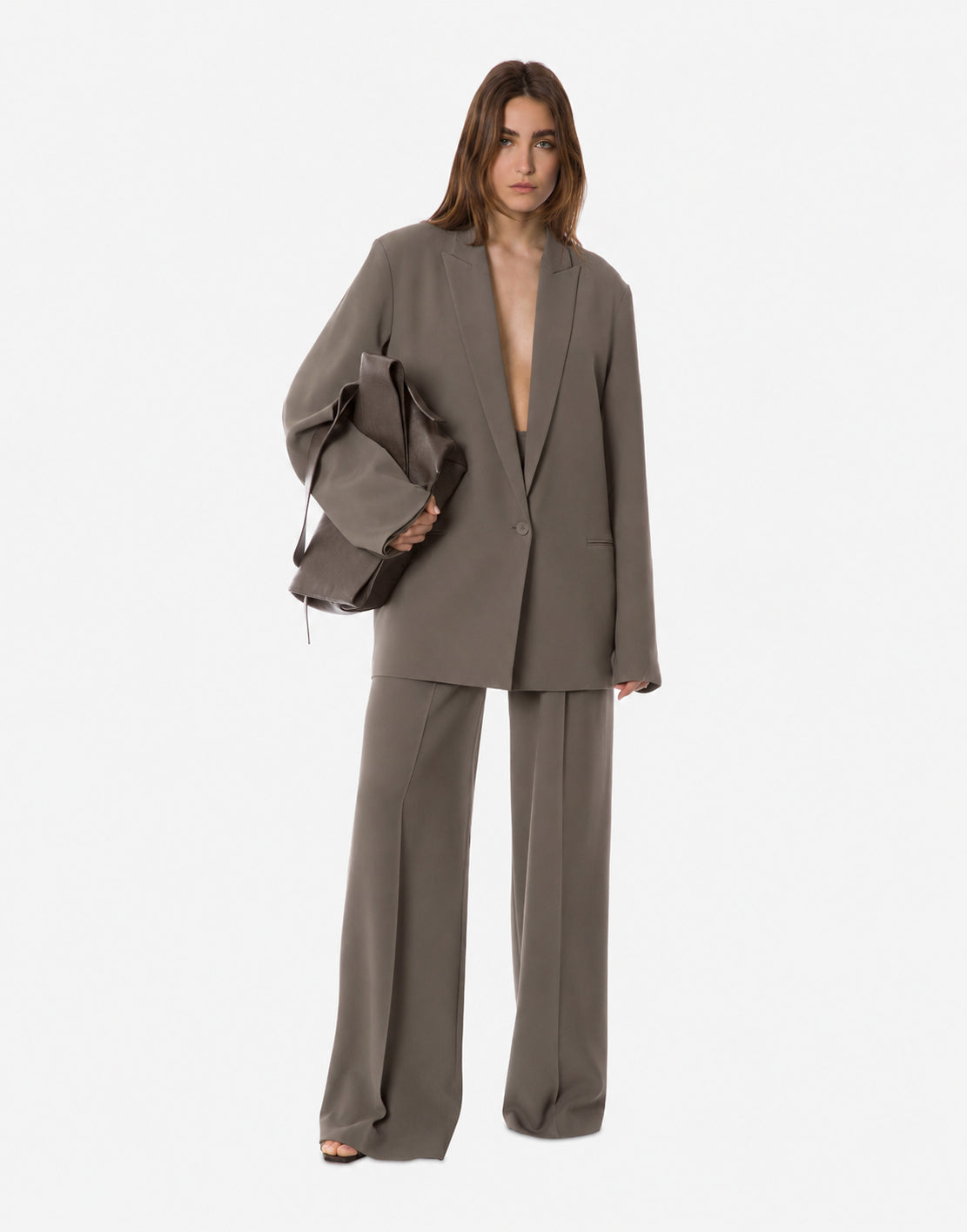 Pantalon en cady stretch fluide - Brown