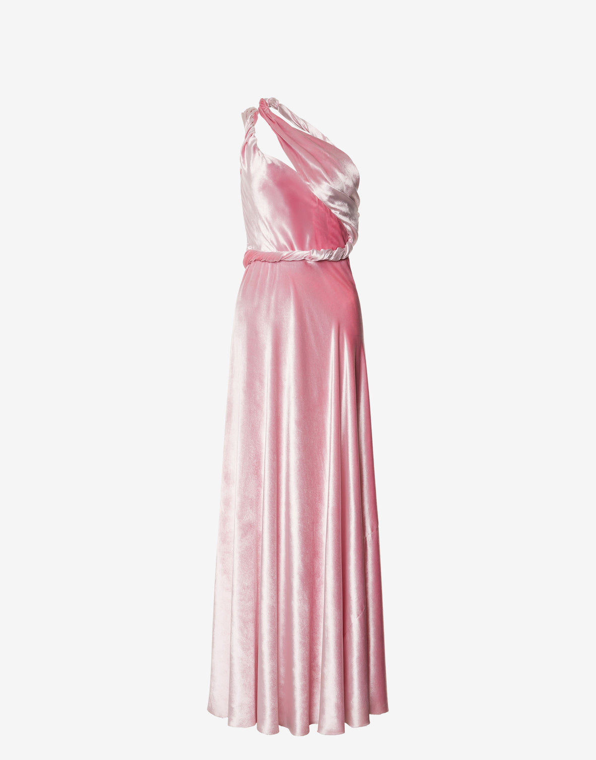 Robe de soirée en velours à une épaule - Pink