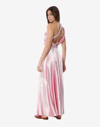 Robe de soirée en velours à une épaule - Pink