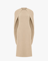 Robe cape en cady stretch - Beige