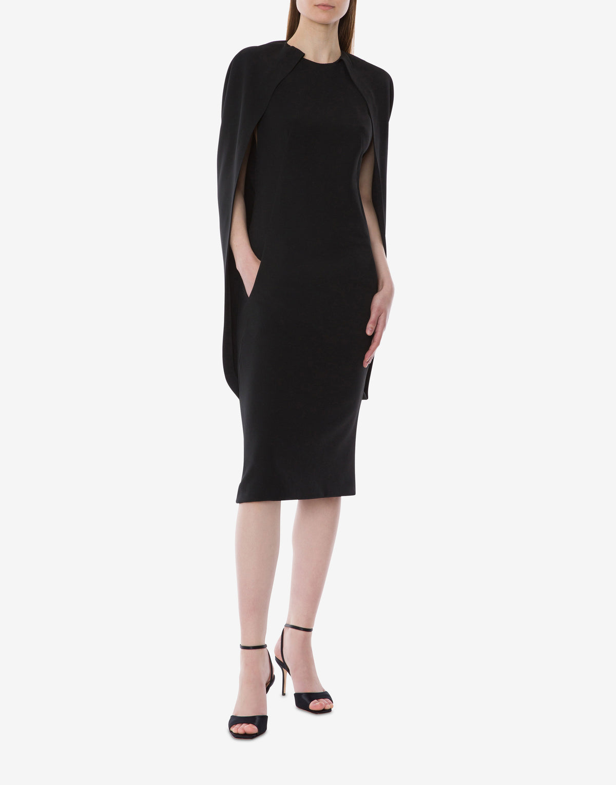 Robe cape en cady stretch - Black