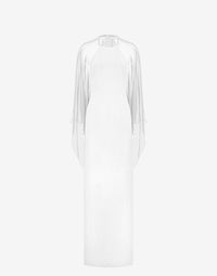 Robe de soirée avec manches en mousseline de soie - White