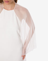 Robe de soirée avec manches en mousseline de soie - White