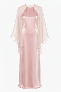 Robe de soirée avec manches en mousseline de soie - Pink