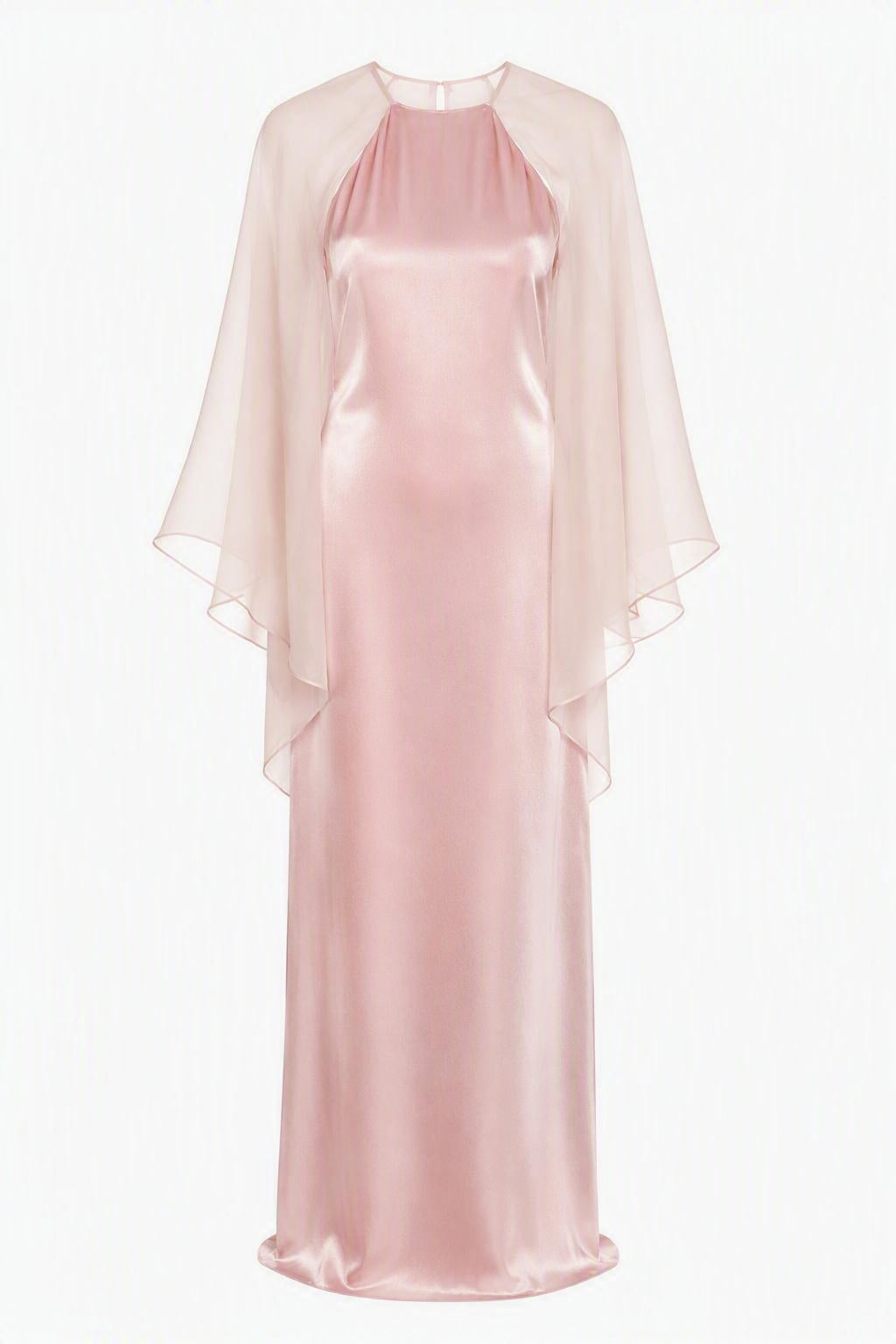 Robe de soirée avec manches en mousseline de soie - Pink