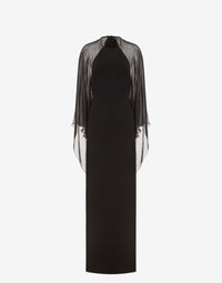 Robe de soirée avec manches en mousseline de soie - Black