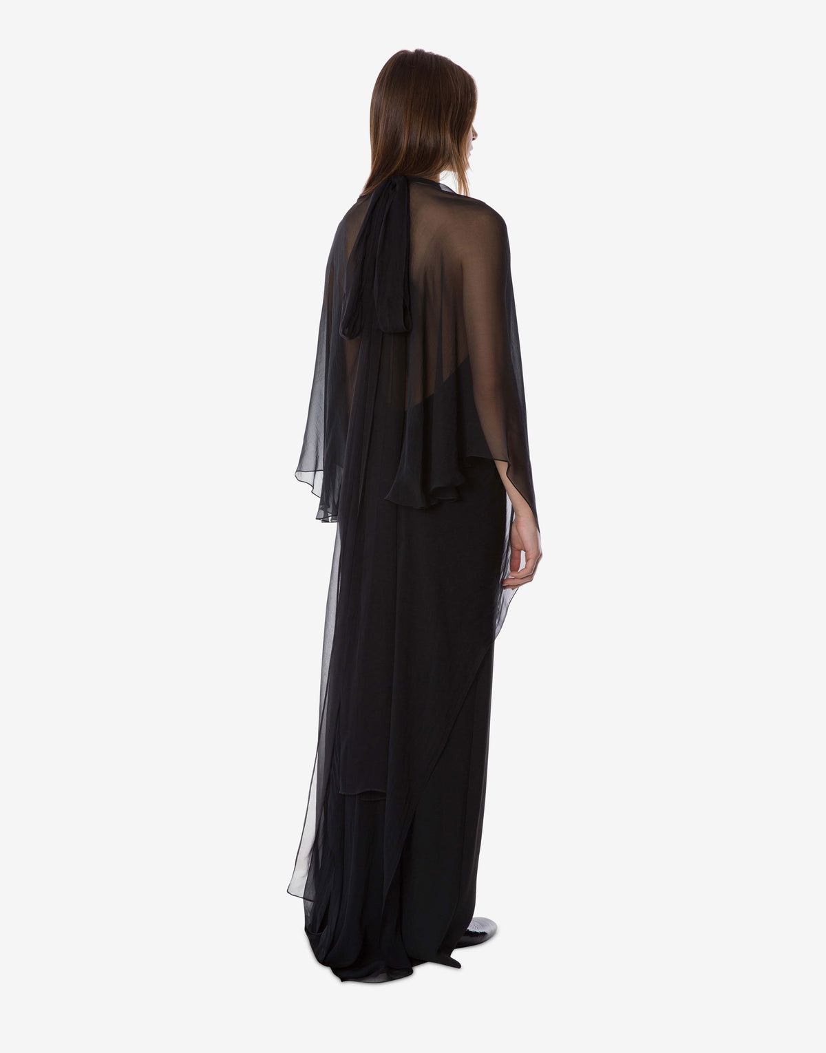 Robe de soirée avec manches en mousseline de soie - Black