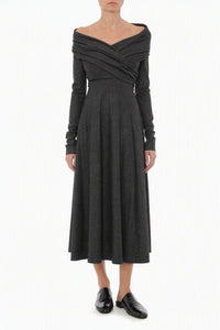 Robe drapée en laine stretch - Grey