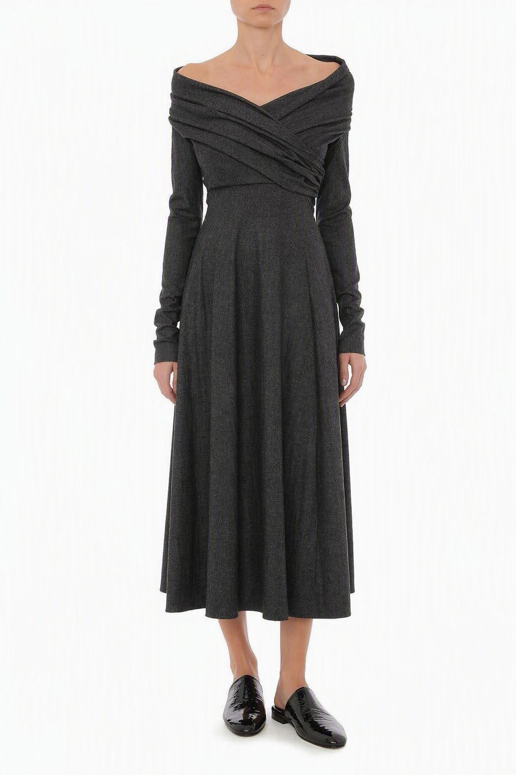 Robe drapée en laine stretch - Grey