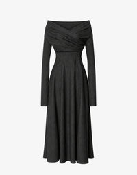 Robe drapée en laine stretch - Grey