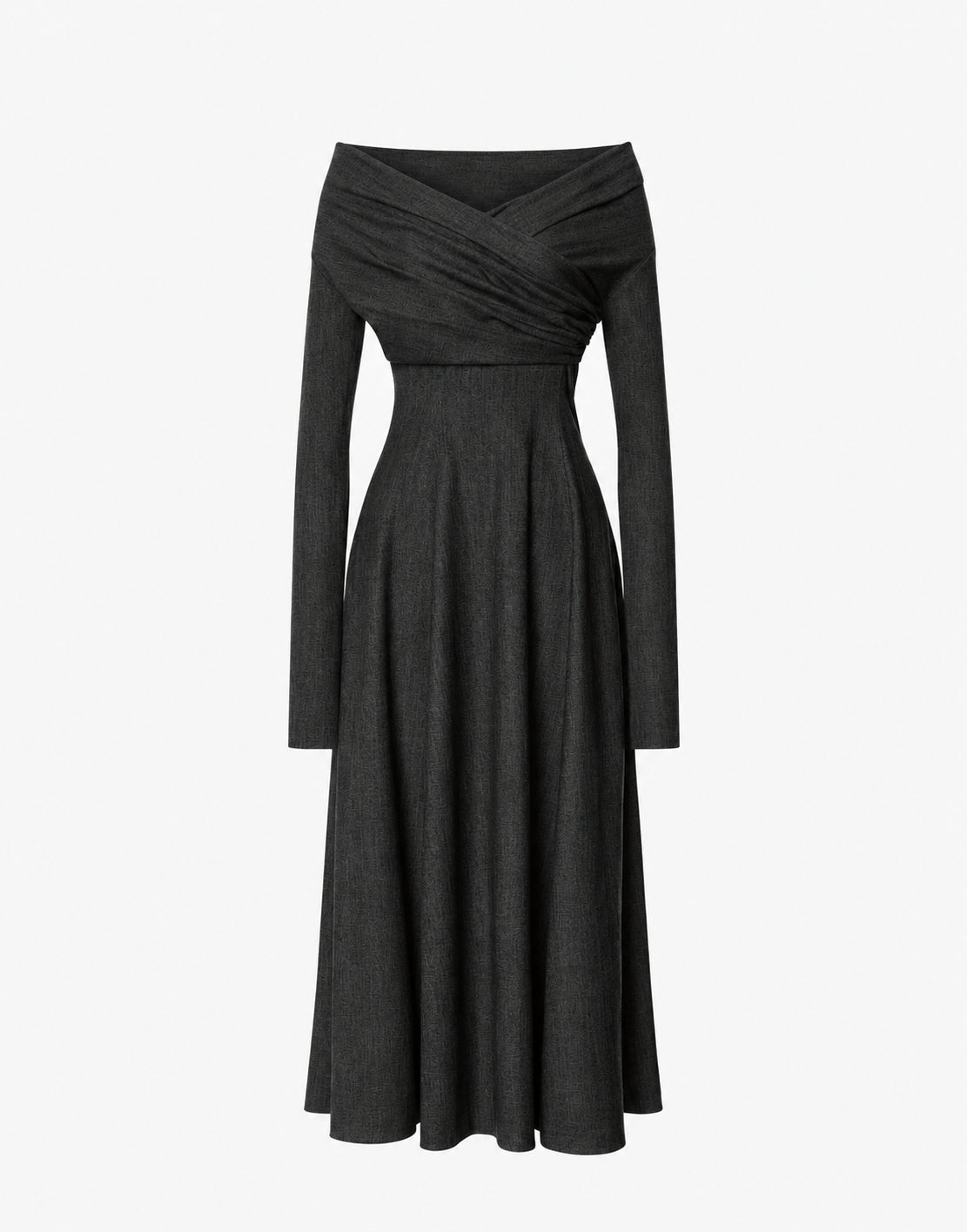 Robe drapée en laine stretch - Grey