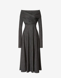Robe drapée en laine stretch - Black
