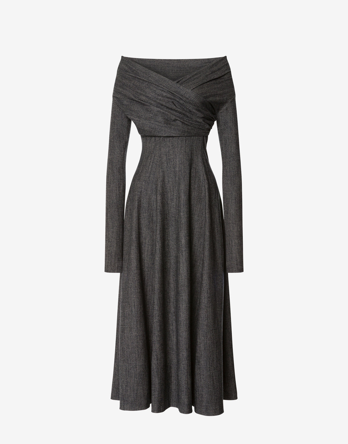 Robe drapée en laine stretch - Black
