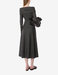 Robe drapée en laine stretch - Black