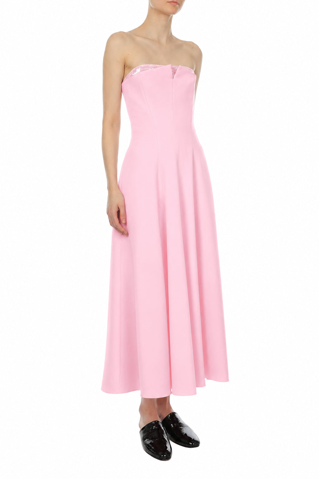 Robe de soirée en cady extensible sans manches - Pink