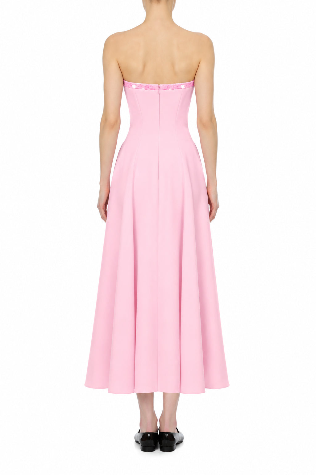 Robe de soirée en cady extensible sans manches - Pink