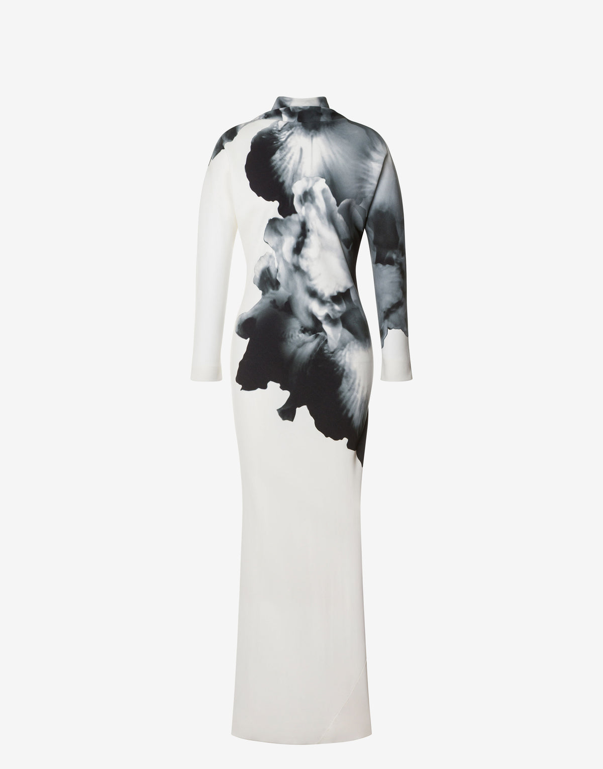 Robe longue à manches longues imprimée orchidée - White