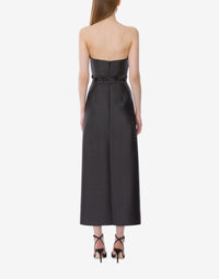 Robe bustier en laine et soie brodée - Grey