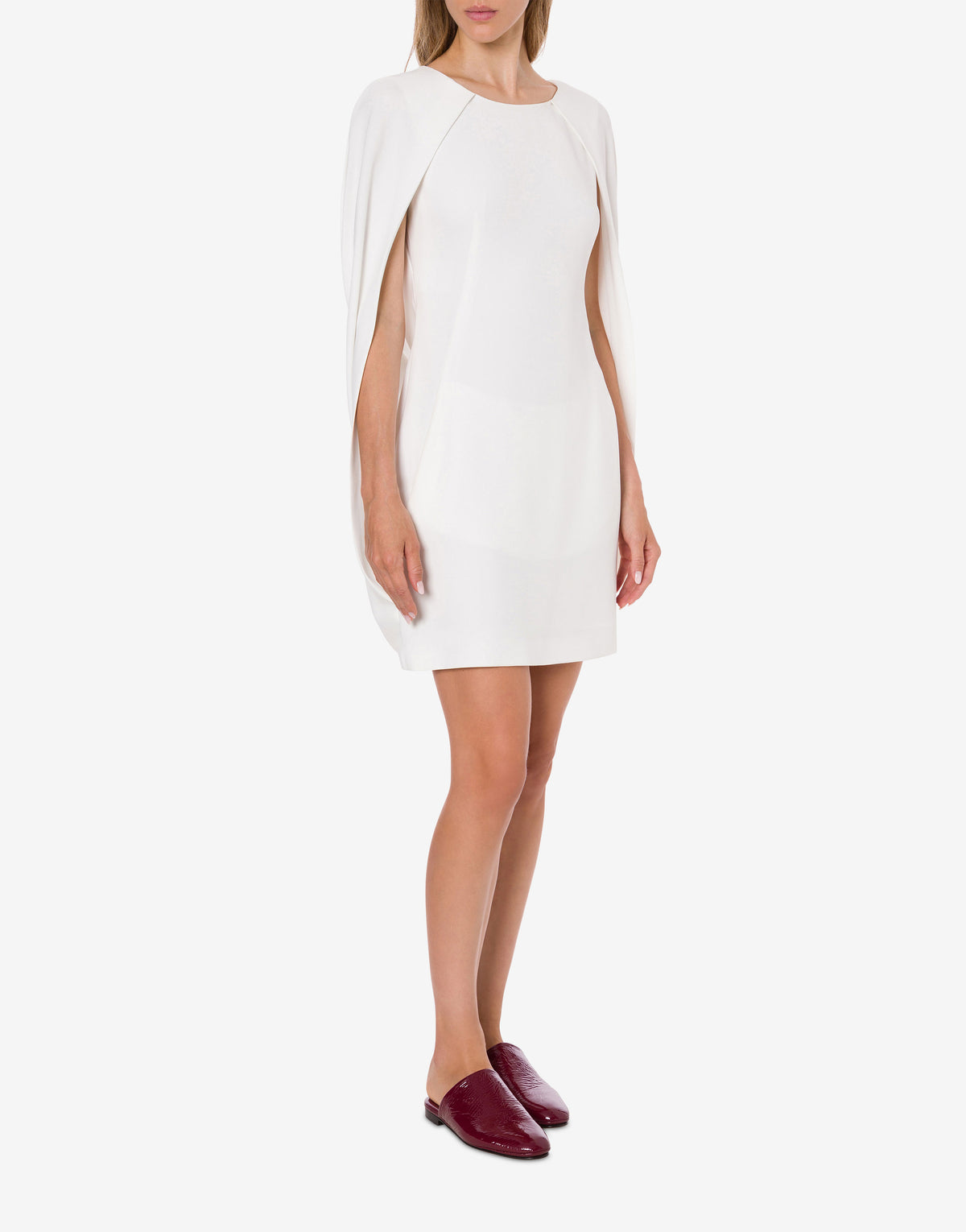 Mini robe cape en cady stretch - White