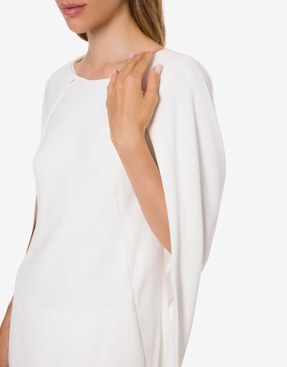 Mini robe cape en cady stretch - White
