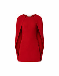 Mini robe cape en cady stretch - Red