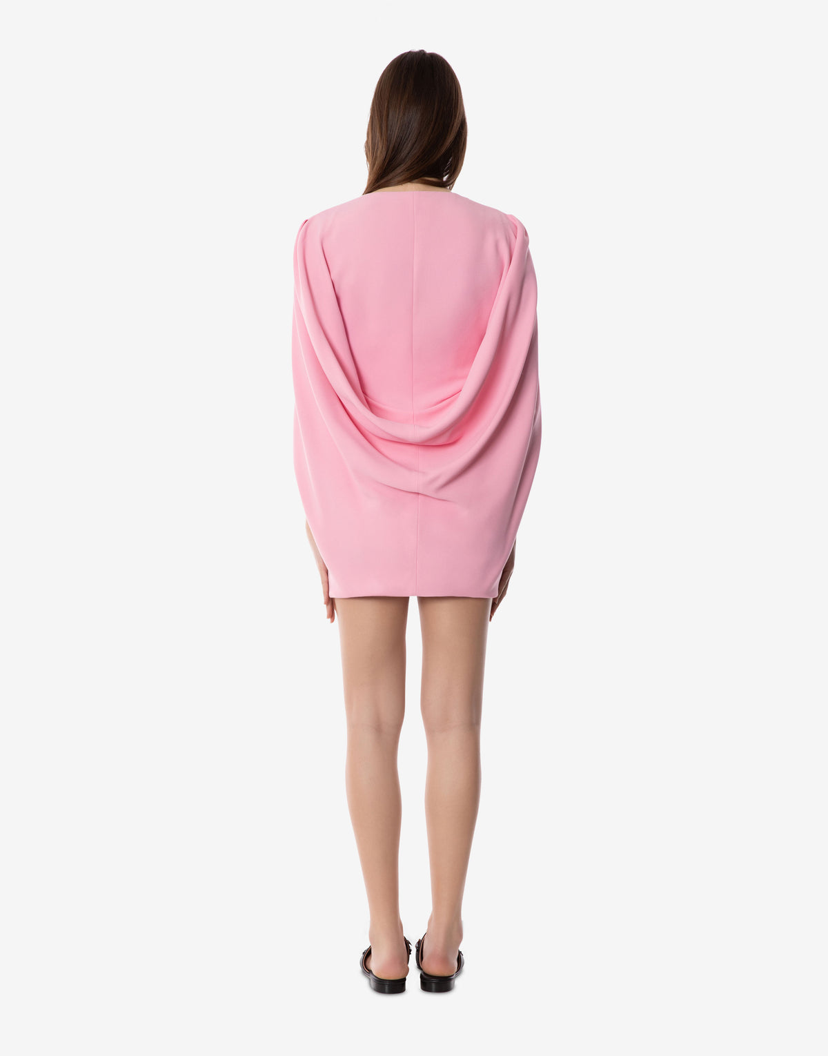 Mini robe cape en cady stretch - Pink