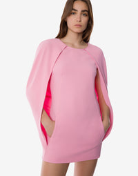 Mini robe cape en cady stretch - Pink
