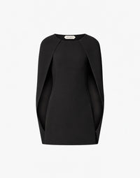Mini robe cape en cady stretch - Black