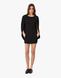 Mini robe cape en cady stretch - Black
