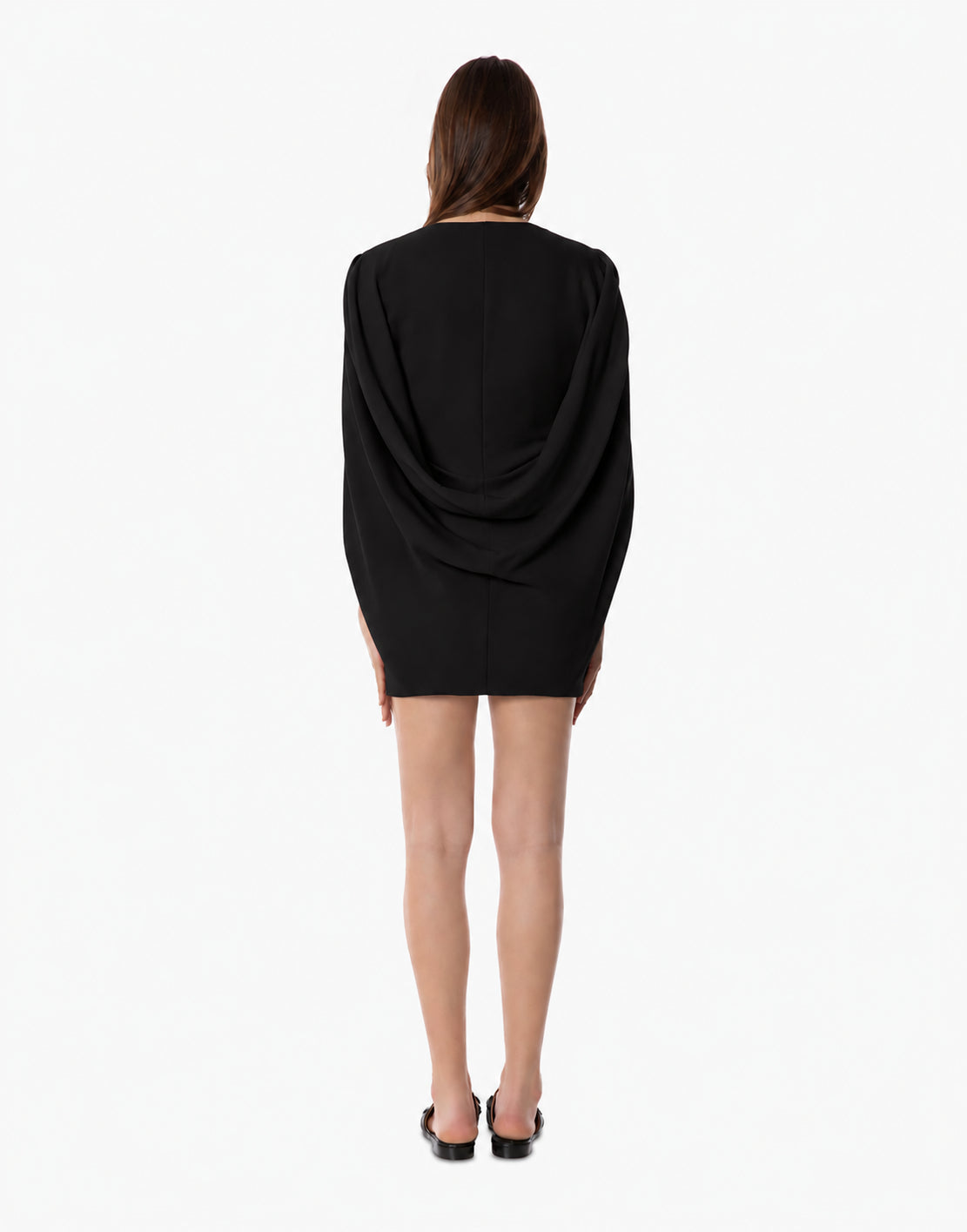 Mini robe cape en cady stretch - Black